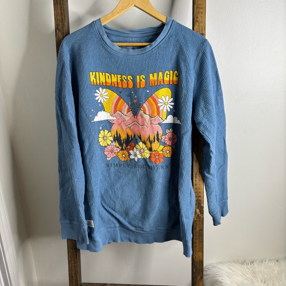Simply Southern Kindness is Magic Butterfly Ribbed Pullover Sweatshirt